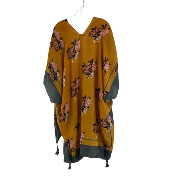 Woven Heart Boho Kimono Duster Floral Tassel Cover-Up, Coastal Layers, Size M - Picture 5 of 10